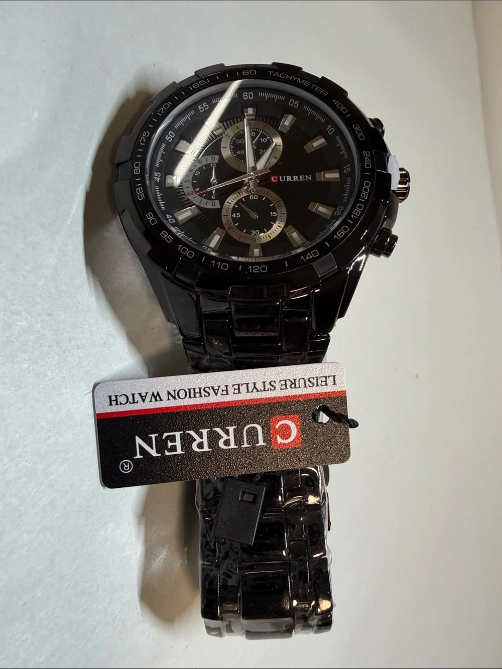 Black Men's Chronograph Stainless Steel Watch